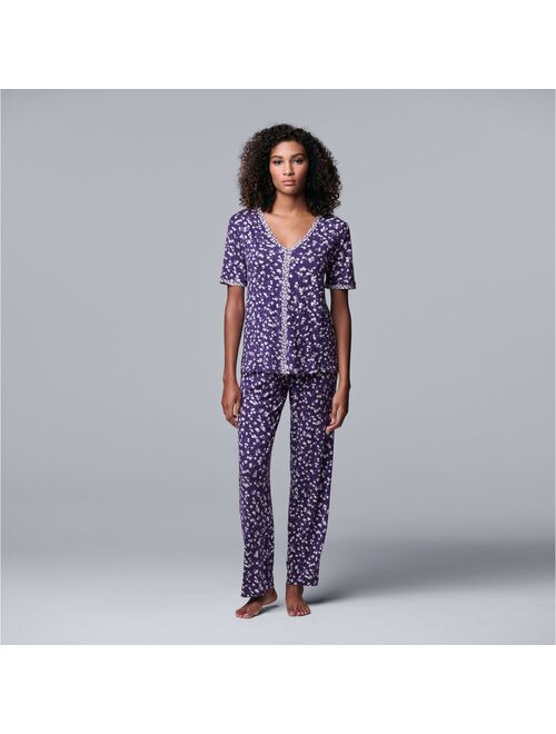 Women's Simply Vera Vera Wang Pajama Top & Pajama Pant Sleep Set