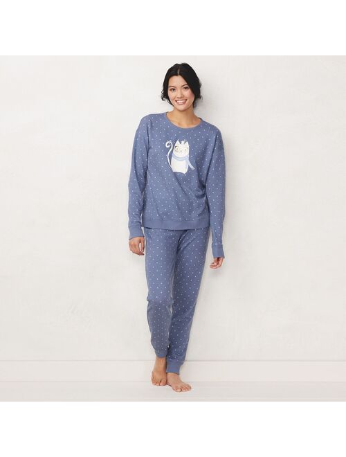 Little Co. by Lauren Conrad Women's LC Lauren Conrad Cozy Long Sleeve Pajama Top & Pajama Pants Set
