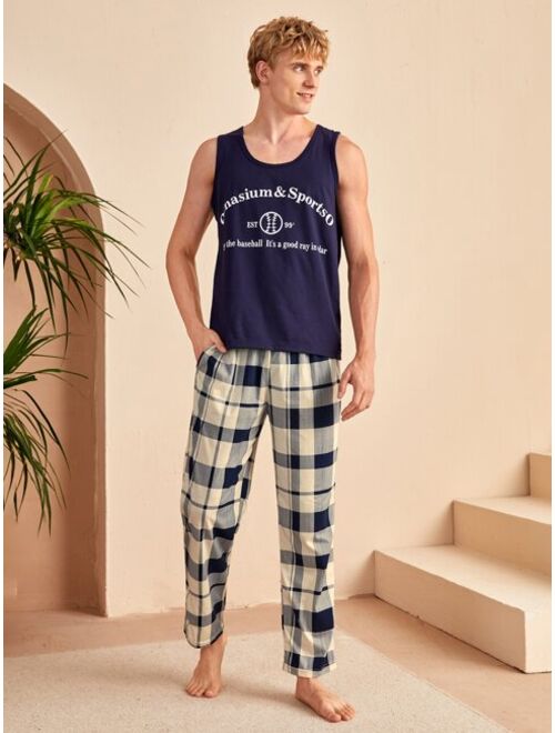 Shein Men Plaid Pajama Pants