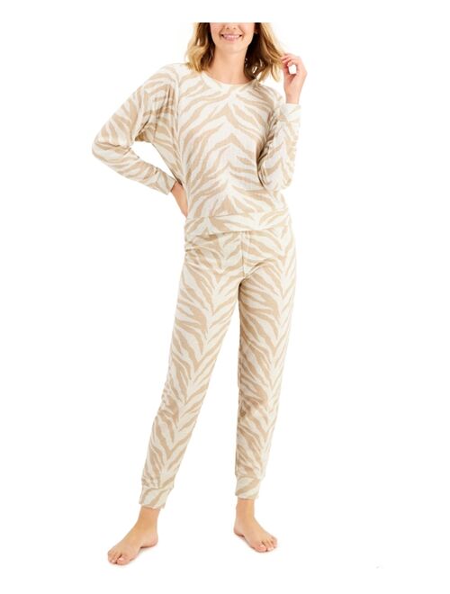 Jenni Long Sleeved Waffle Pajama Top and Jogger Set, Created for Macy's