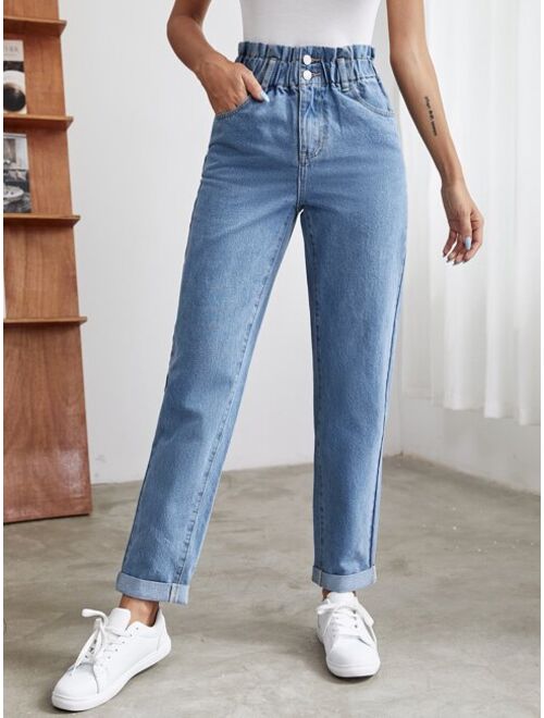 Shein Paper Bag Waist Jeans For Women