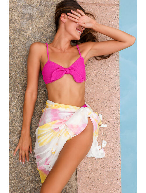 Lulus Paradise Found Pink Multi Tie-Dye Swim Cover-Up Scarf