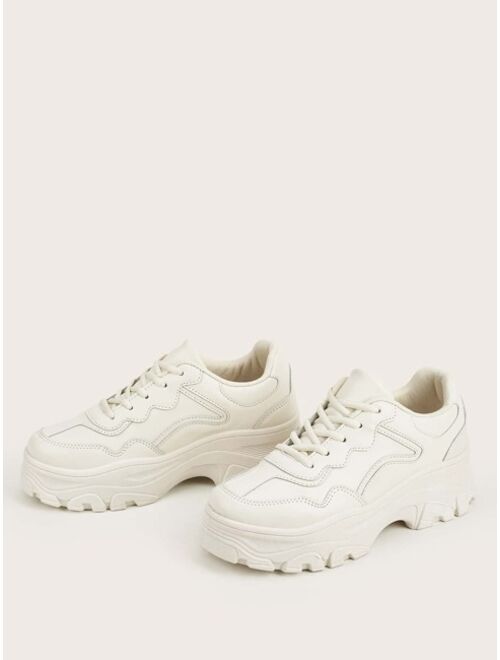 Shein Minimalist Lace-Up Front Chunky Sneakers