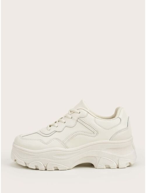 Shein Minimalist Lace-Up Front Chunky Sneakers
