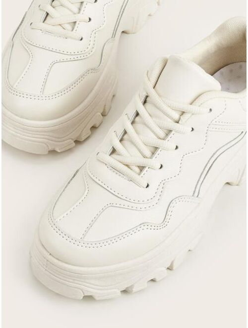 Shein Minimalist Lace-Up Front Chunky Sneakers