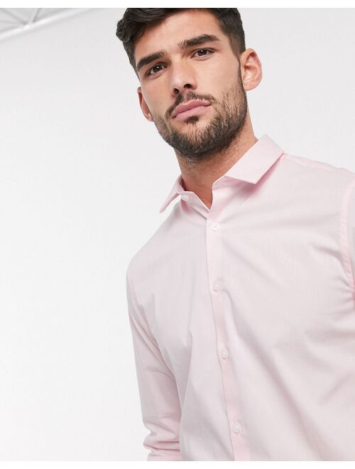 Asos Design DESIGN stretch slim fit work shirt in pink