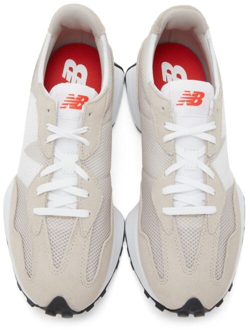 New Balance Tan & White 327 Sneakers
