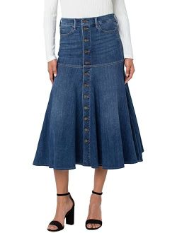 Liverpool High-Rise A-line Skirt w/ Front Placket in Billings