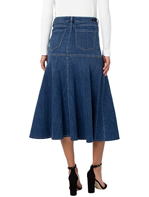 Liverpool High-Rise A-line Skirt w/ Front Placket in Billings