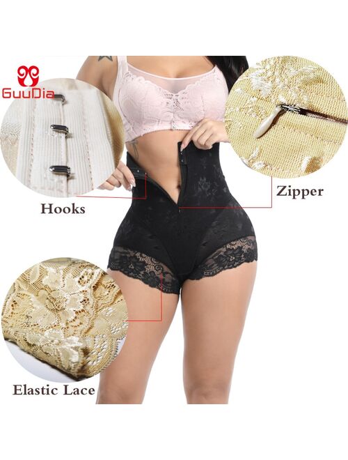 GUUDIA Shaper Panties Sexy Lace Shapers Body Shaper with Zipper Double Control Panties Women Shapewear Sexy Lace Waist Trainer