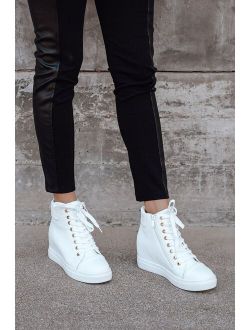 Curren White High Top Wedge Sneakers