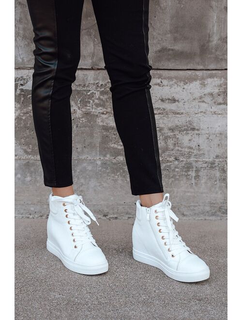 Lulus Curren White High Top Wedge Sneakers