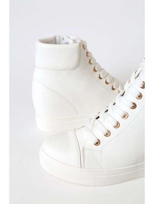 Lulus Curren White High Top Wedge Sneakers