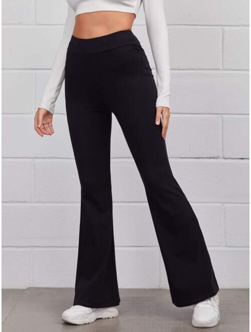 SHEIN Flare Leg Solid Pants