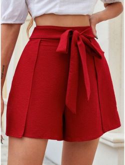 Solid Tie Front Shorts