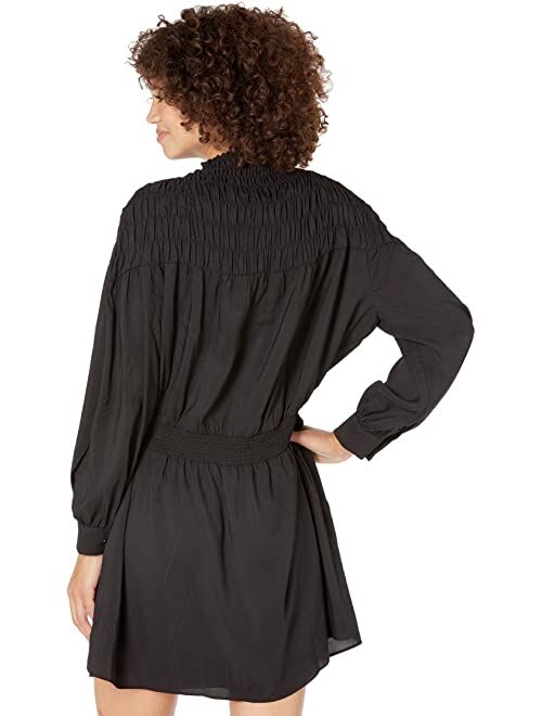 1.STATE Long Sleeve Wide Smocked Dress