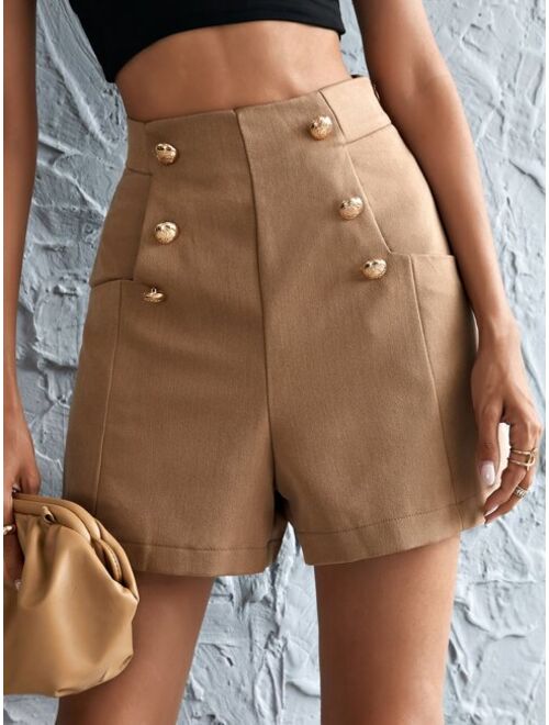 Shein Double Breasted Wide Leg Shorts