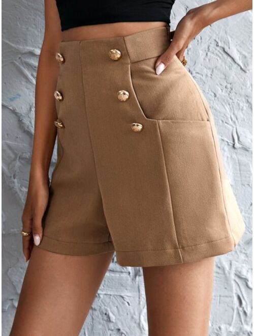 Shein Double Breasted Wide Leg Shorts