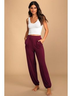 Let's Warm Up Burgundy Joggers