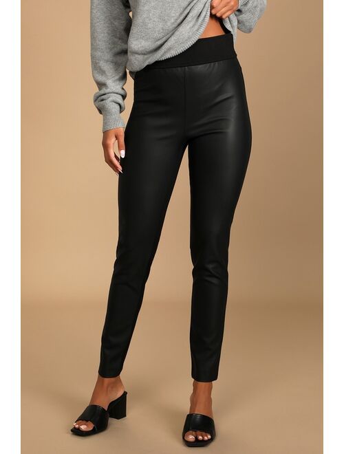 Lulus Party in the Front Black Vegan Leather Leggings