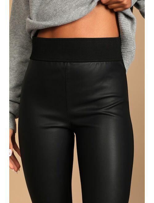 Lulus Party in the Front Black Vegan Leather Leggings