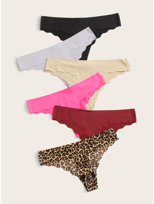Shein 6pack Leopard Scallop Panty Set