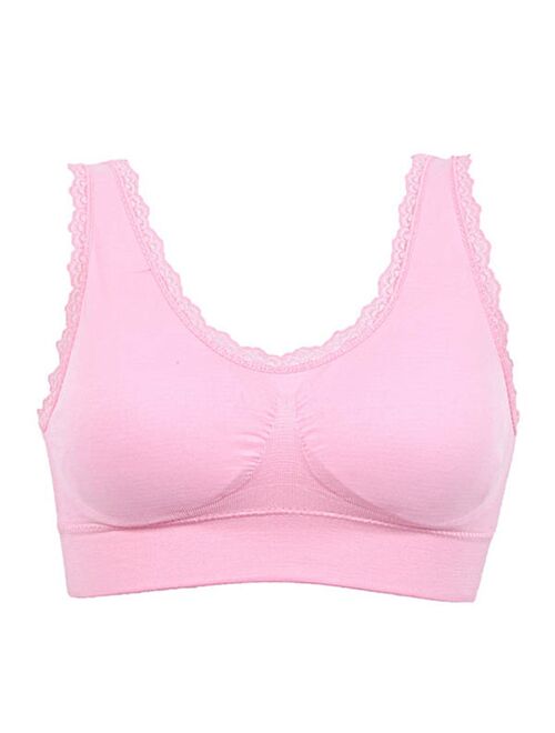 Solid Color Breathable Women Seamless Fitness Lace Bra Tops Underwear Ladies Bras S-3XL Plus Size