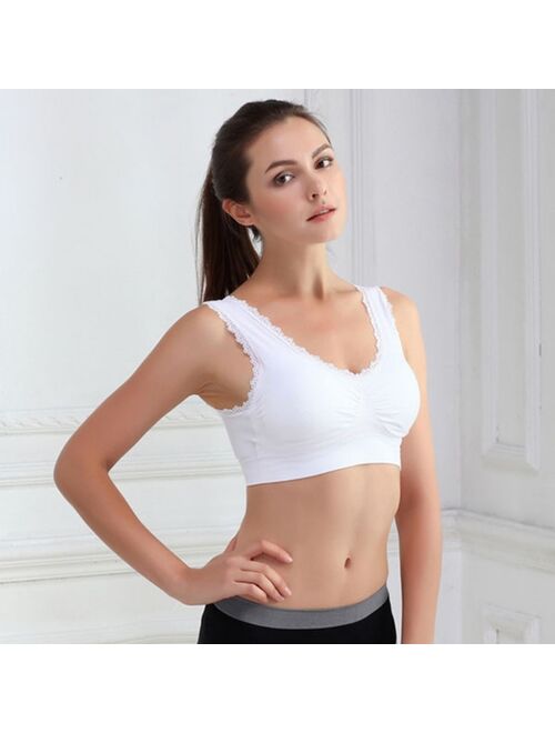 Solid Color Breathable Women Seamless Fitness Lace Bra Tops Underwear Ladies Bras S-3XL Plus Size
