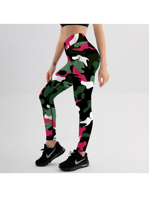Ins Hot Fashion Workout Leggings For Women High Waist Push Up Legging Camouflage Printed Female Fitness Pants Casual Trousers