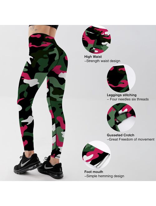 Ins Hot Fashion Workout Leggings For Women High Waist Push Up Legging Camouflage Printed Female Fitness Pants Casual Trousers