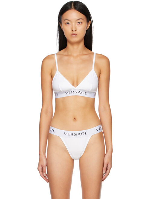 Versace White Logo Triangle Bralette