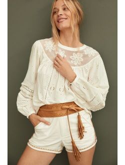 Puff-Sleeved Lace Blouse