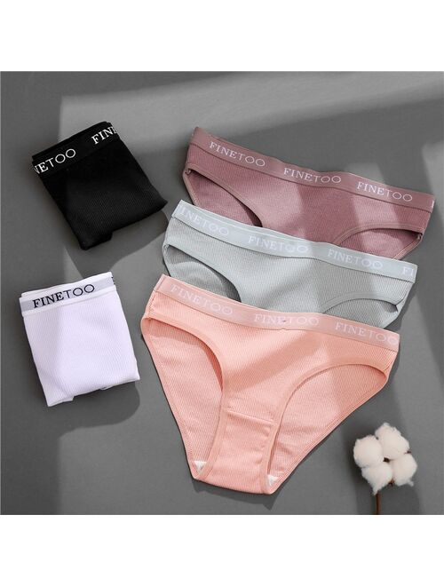 FINETOO 3PCS/Set Women's Underwear Cotton Panty Sexy Panties Female Underpants Solid Color Panty Intimates Women Lingerie M-2XL