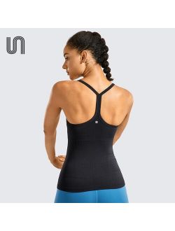 Yoga Tank Tops Sports Camisole for Women Sportswear Athletic Ribbed Built in Bra Lightweight Seamless Slim Fit Racerback Workout