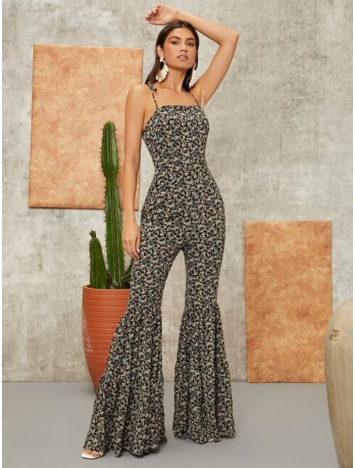 SHEIN Ditsy Floral Flare Leg Cami Jumpsuit