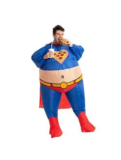 Halloween Costume Chunky Chubby Superhero Inflatable Superhero Costume Fat Suit - Adult One Size Men Full Body Inflatable Costume