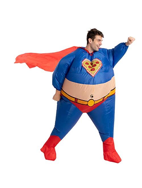 Spooktacular Creations Halloween Costume Chunky Chubby Superhero Inflatable Superhero Costume Fat Suit - Adult One Size Men Full Body Inflatable Costume