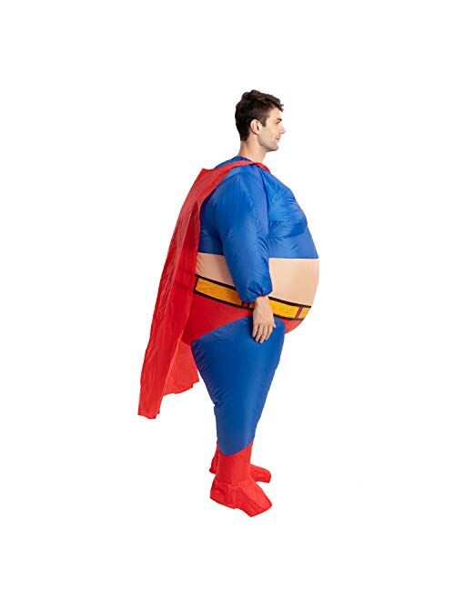 Spooktacular Creations Halloween Costume Chunky Chubby Superhero Inflatable Superhero Costume Fat Suit - Adult One Size Men Full Body Inflatable Costume