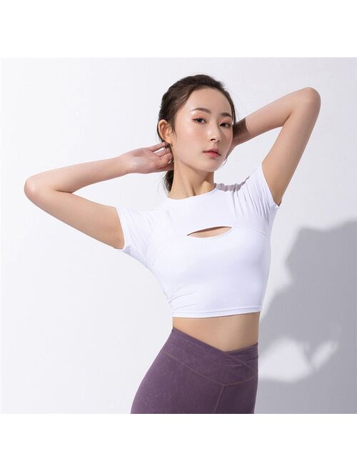 Open Back Yoga Tank Top With Built In Bra Sports Tops Gym Shirts For Women Jogging Fitness T Shirt Black Crop Top Sexy Clothing