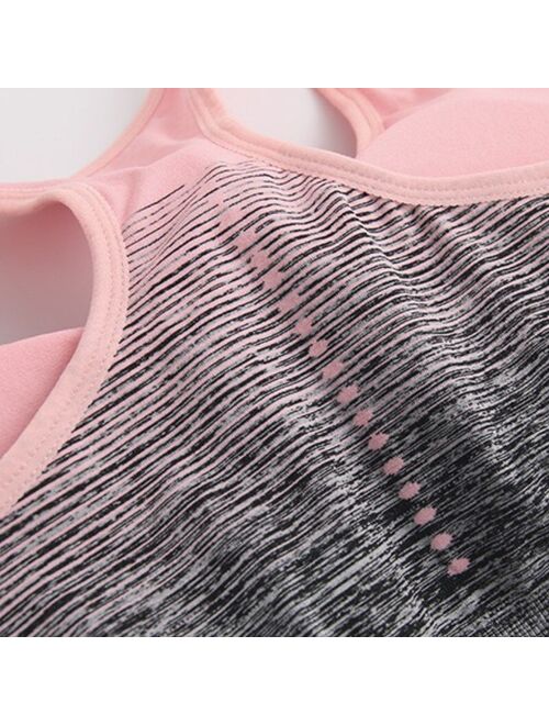 Women’s Bra, Gradient Low Chest Removable Pads Tank Top, Seamless Stretch Fitness Built-Up Crop Underwear