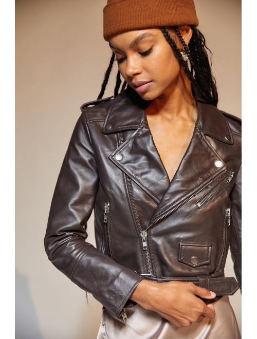 Urban outfitters Deadwood Joan Leather Cropped Moto Jacket