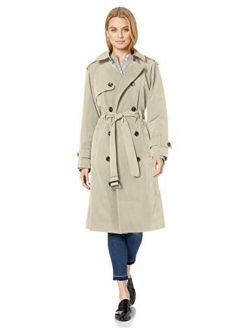 Women's 3/4 Length Double-Breasted Trench Coat with Belt