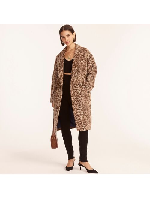 J.Crew Relaxed topcoat in in leopard jacquard