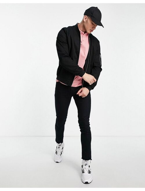 Asos Design organic jersey polo in washed pink