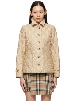 Beige Quilted Diamond Thermoregulated Jacket