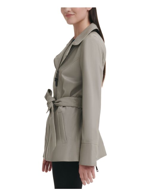 DKNY Asymmetrical Belted Leather Jacket