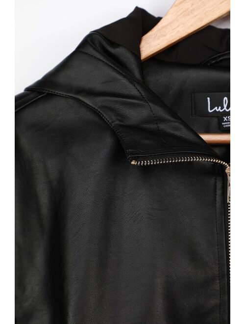 Lulus Atomic Black Vegan Leather Bomber Jacket