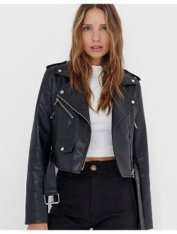 faux leather jacket in black