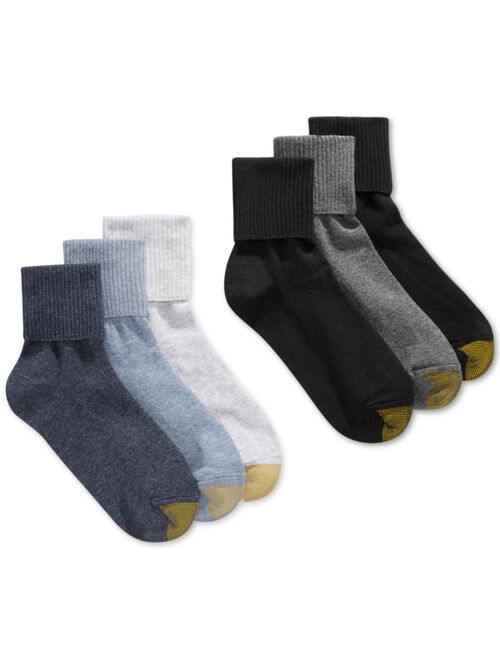 Gold Toe Women's Turn Cuff  6 Pack Socks, also available in Extended Sizes