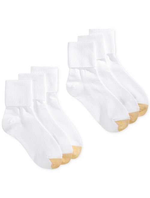 Gold Toe Women's Turn Cuff  6 Pack Socks, also available in Extended Sizes